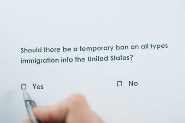 Anket soru: orada tüm türleri Göçmenlik Amerika Birleşik Devletleri içine geçici yasak olmalı? Cevap: Evet