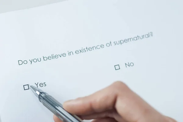 Ankieta Pytanie Czy Wierzysz Istnienie Nadprzyrodzonego Odpowiedź Tak — Zdjęcie stockowe