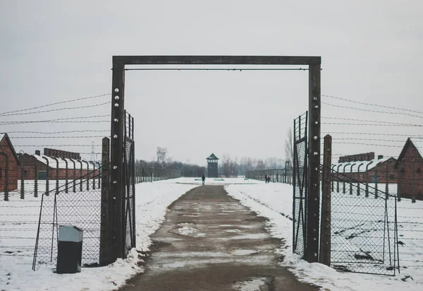 Oswiecim Польща Лютого 2018 Один Входів Концентраційного Табору Освенцим Колючий — стокове фото