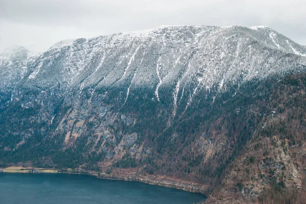 Vista Montanha Atmosférica Cima Hallstatt Skywalk Colinas Primavera Cobertas Árvores — Fotografia de Stock