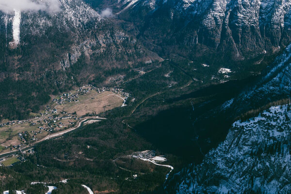 Breathtaking View Steep Snowy Slope Village Austrian Alps Beautiful Dreamy Royalty Free Stock Photos