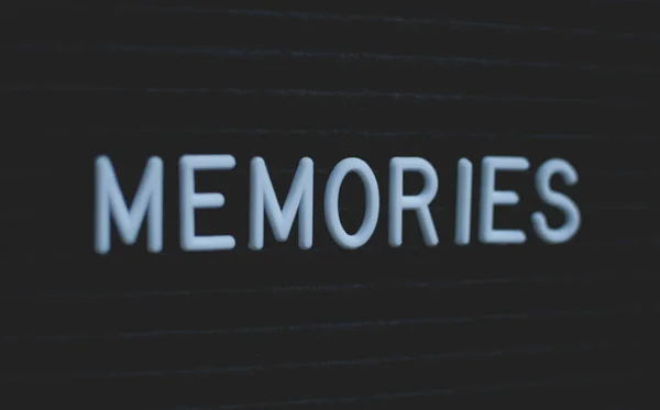 Word Memories Written Letter Board White Letters Black Background — Stock Photo, Image