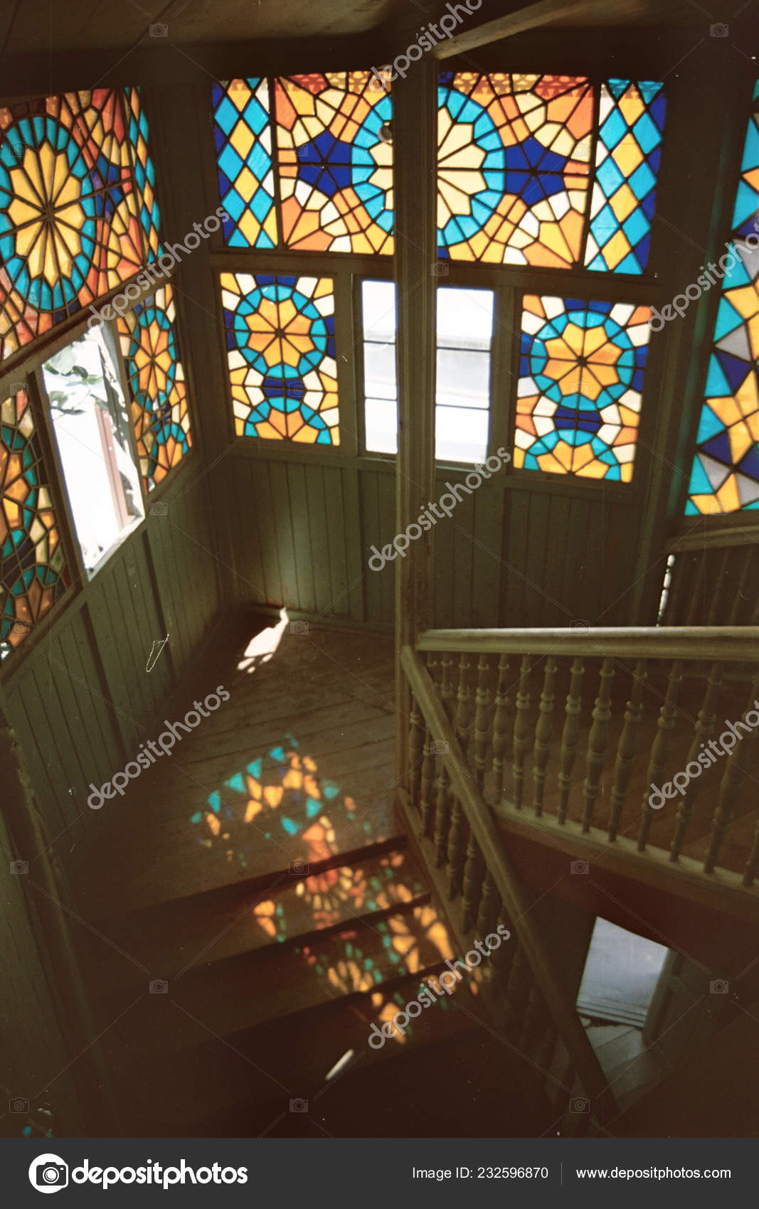 Saturated Colors Stained Glass Reflected Stairs Old Residential House Tbilisi Stock Photo By C Yurii Zymovin