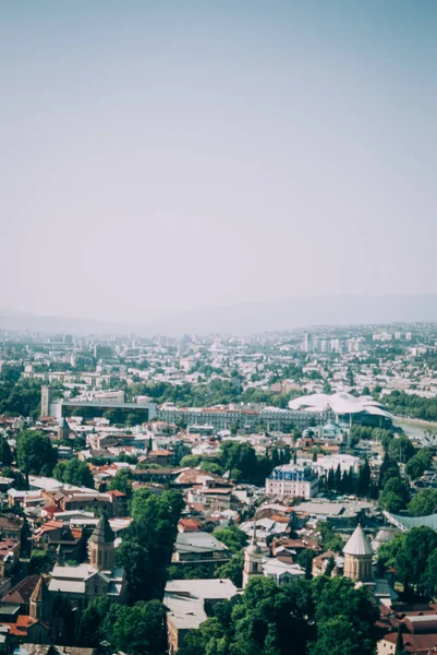 Perspective View Old Tbilisi Capital Georgia Hot Sunny Afternoon Red — Stock Photo, Image