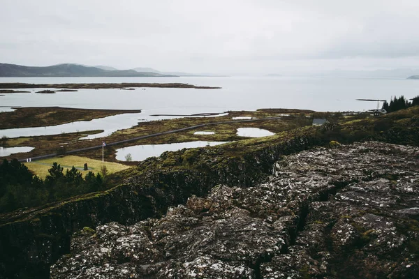 İzlanda Thingvellir Milli Parkı soğuk kasvetli manzara — Stok fotoğraf
