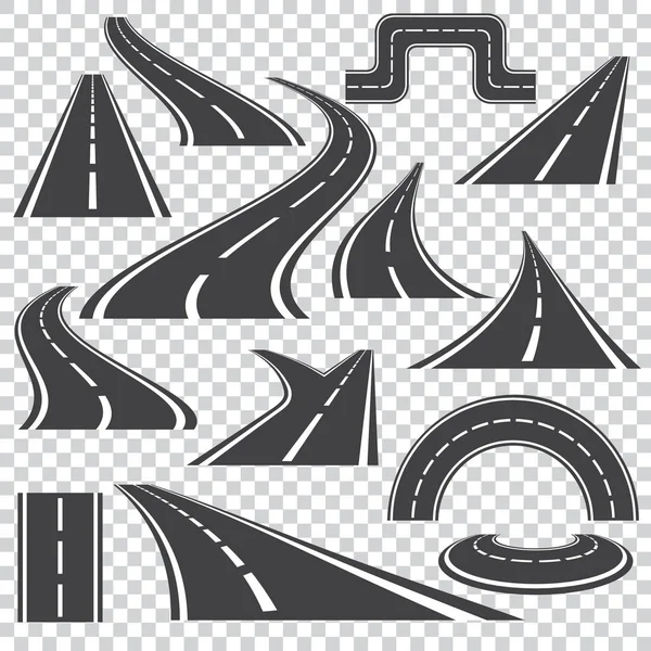 Asfalt logo izole Virajlı yollar ve çatal ile döner. D