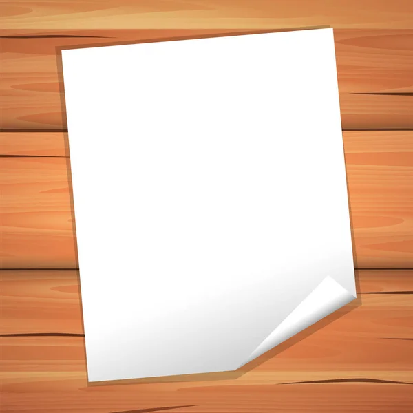 White paper blank sheet on a wooden texture. Vector — Stock Vector
