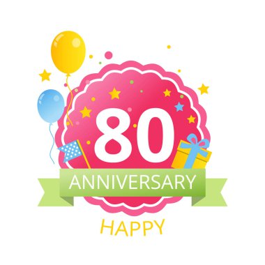 Şablonu Logo içindeki number80 ile 80 yıldönümü ve yıldönümü yıl etiketli. Vektör temlate
