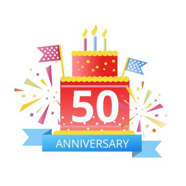 50 yıl yıldönümü bağlantılı logo şirket kutlama olay için beyaz arka plan üzerinde izole. Vektör temlate