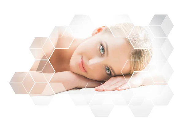 Beautiful Healthy Blond Woman Getting Massage Treatment Beauty Salon Spa — Stock Photo, Image