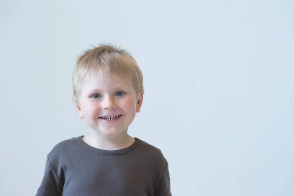 Studio Portrait Cute Smiling Boy Studio Happy Child — Stock Photo, Image
