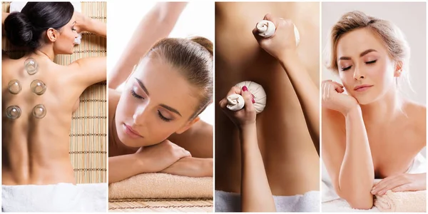 Massagem Tradicional Tratamento Saúde Spa Meninas Jovens Bonitas Saudáveis Que — Fotografia de Stock