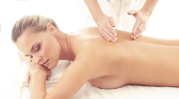 Healthy Beautiful Woman Spa Recreation Energy Health Massage Healing Concept — Stock Photo, Image