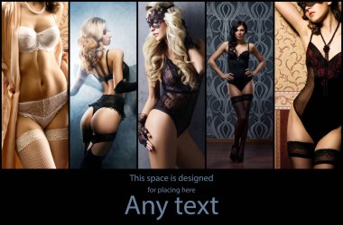 Seksi lingrie farklı kızlarda. Güzel kadın iç çamaşırı. Kolaj koleksiyonu.