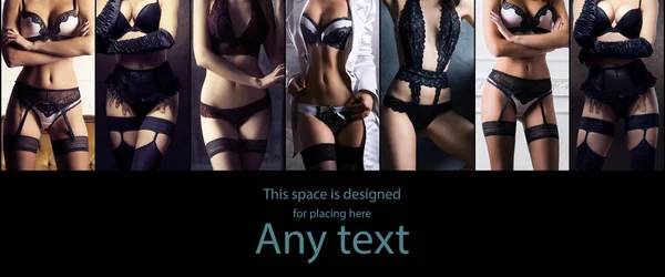 Sexy women in beautiful lingerie. Erotic underwear collage. — Stock Photo, Image