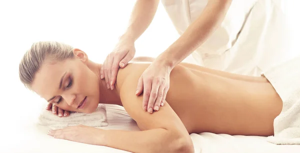 Femme Saine Belle Spa Loisirs Énergie Santé Massage Concept Guérison — Photo