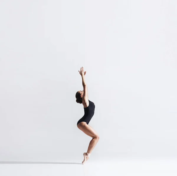 Ballerina Point Shoes Bodysuit Dancing Studio Young Graceful Female Ballet — Stock Photo, Image