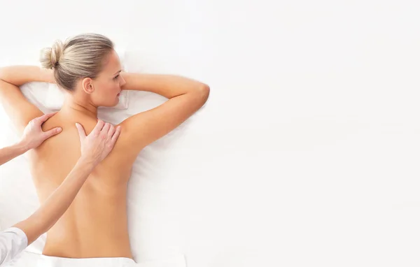 Frisk Och Vacker Kvinna Spa Rekreation Energi Hälsa Massage Och — Stockfoto
