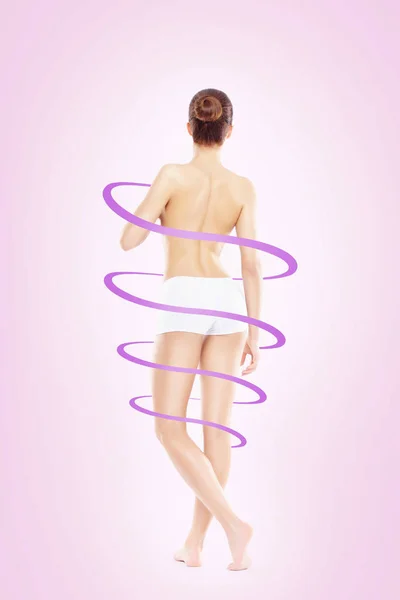 Mujer Ajustada Delgada Traje Baño Forma Femenina Perfecta Espalda Nalgas —  Fotos de Stock