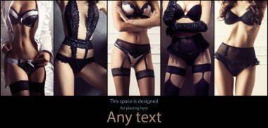 Seksi lingrie farklı kızlarda. Güzel kadın iç çamaşırı. Kolaj koleksiyonu.