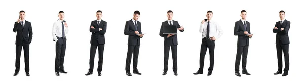 Set of a young and handsome businessman isolated on white. Business, career, job, concept. — Stock Photo, Image