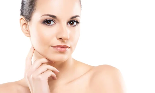 Beautiful Face Young Healthy Girl Skin Care Cosmetics Face Lifting — Stock Photo, Image