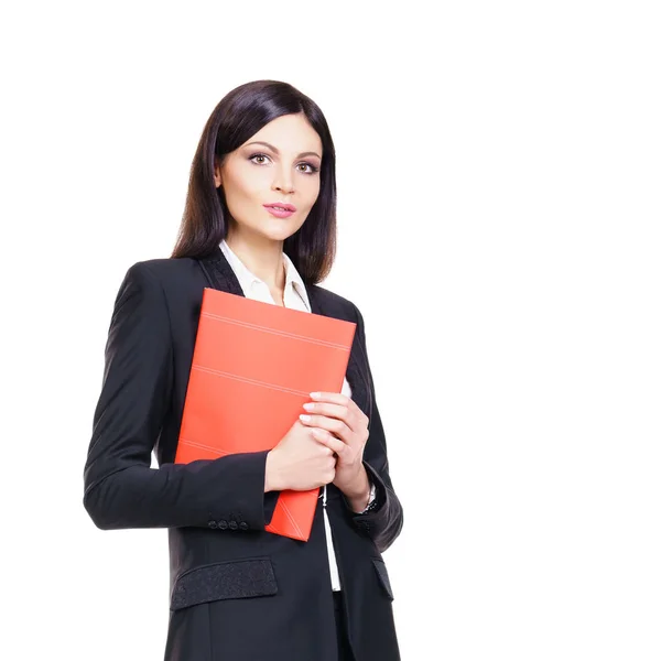 Vertrouwen Zakenvrouw Geïsoleerd Wit Aantrekkelijke Zakenvrouw Casual Kleding — Stockfoto