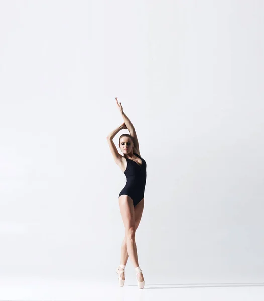 Ballerina Point Shoes Bodysuit Dancing Studio Young Graceful Female Ballet Stock Picture