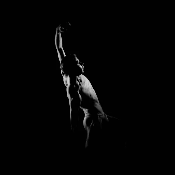 Silhouette Noire Blanche Trace Danseur Ballet Masculin — Photo