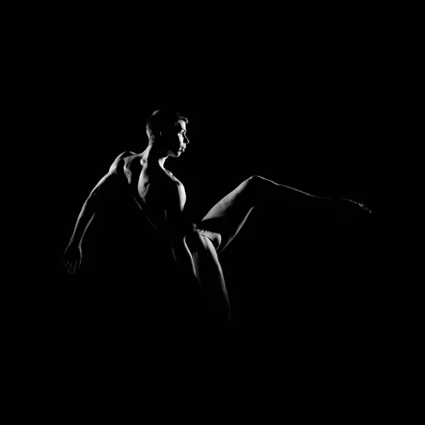 Μαύρο Και Άσπρο Ίχνος Σιλουέτα Χορευτής Μπαλέτου Αρσενικό Royalty Free Εικόνες Αρχείου
