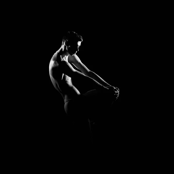 Silhouette Noire Blanche Trace Danseur Ballet Masculin — Photo