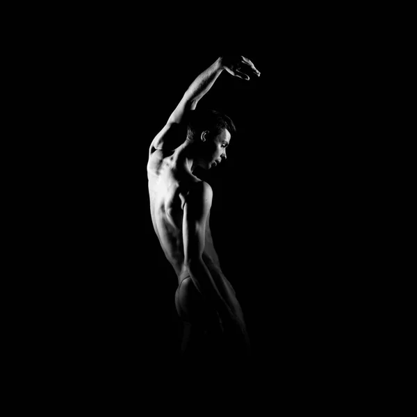 Silhouette Noire Blanche Trace Danseur Ballet Masculin — Photo