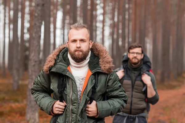 Senderismo en el bosque. Campamento, aventura, concepto de viaje . — Foto de Stock