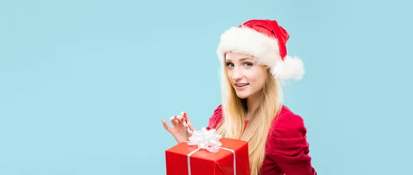 Portret Van Jonge Mooie Meisje Nieuwjaar Kerstmis Concept — Stockfoto