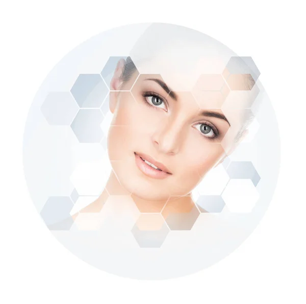Human Face Honeycomb Young Healthy Woman Plastic Surgery Medicine Spa — Stock Photo, Image