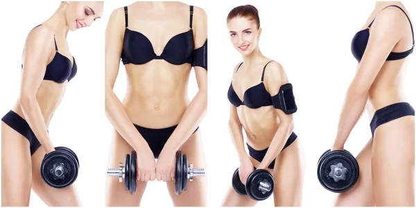 Fit Sporty Woman Sport Fitness Diet Concept Young Girl Swimsuit — Stock Photo, Image