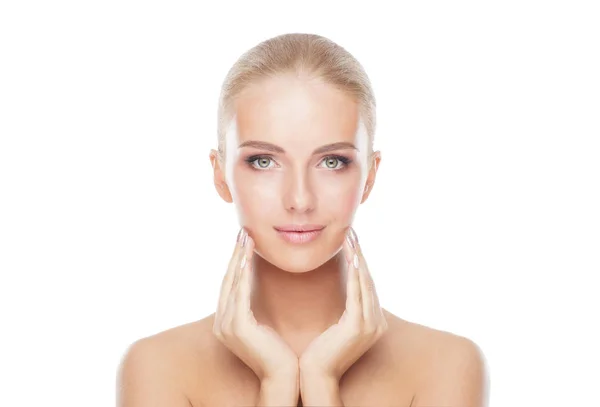 Beautiful Face Young Healthy Girl Skin Care Cosmetics Face Lifting — Stock Photo, Image