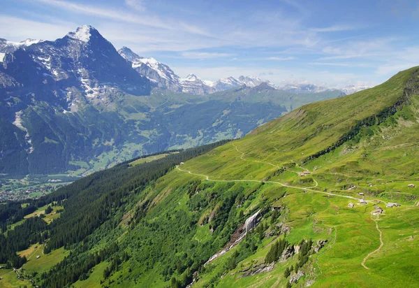 Alpine Gipfel Von Grindelwald Und Jungfrau Landschaftshintergrund Des Berner Hochlandes — Stockfoto
