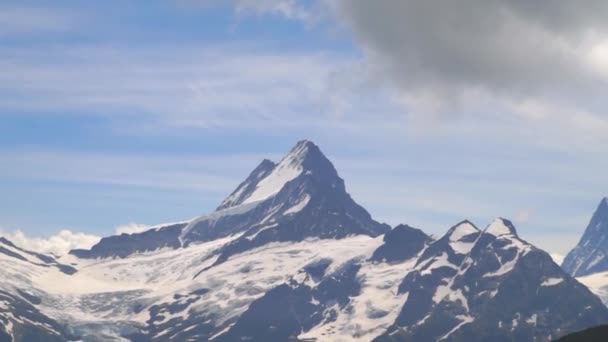 Picos Alpinos Lago Montanha Fundo Paisagístico Lago Bachalpsee Grindelwald Planalto — Vídeo de Stock