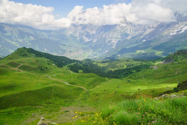 Picos Alpinos Paisaje Fondo Jungfrau Altiplano Bernés Alpes Turismo Viajes — Foto de Stock