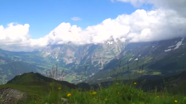 Alpina Toppar Landskap Bakgrund Jungfrau Bernese Highland Alperna Turism Resa — Stockvideo