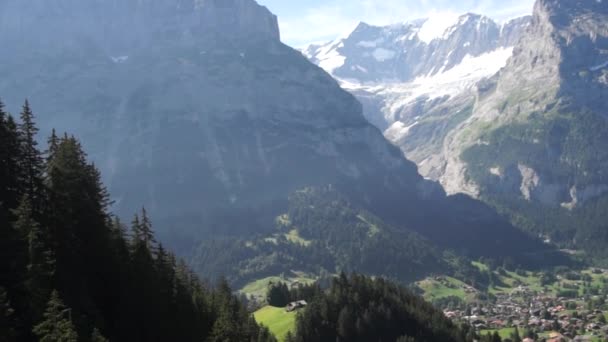 Alpine Picos Paisagem Fundo Jungfrau Planalto Bernês Alpes Turismo Viagem — Vídeo de Stock