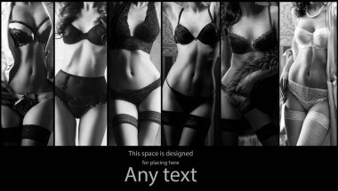 Seksi erotik iç çamaşırı poz farklı moda modelleri. Glamour, vogue, moda kavramı. 