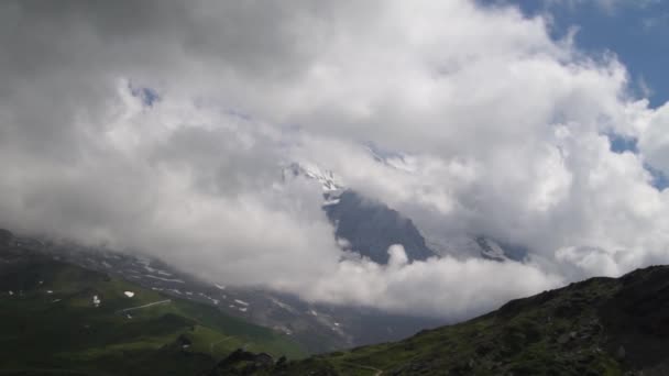 Alpine Peaks Landscape Background Jungfrau Bernese Highland Alps Tourism Journey — Stock Video