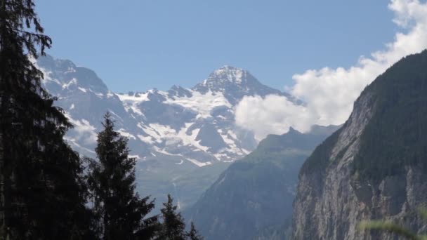 Picos Alpinos Paisaje Fondo Jungfrau Altiplano Bernés Alpes Turismo Viajes — Vídeos de Stock