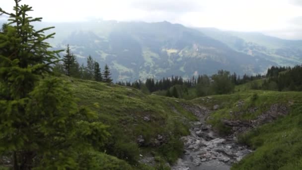 Alpesi Csúcsok Táj Háttér Jungfrau Berni Highland Alpok Turizmus Utazás — Stock videók
