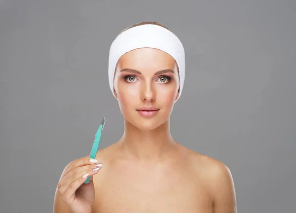 Injection Beauté Dans Visage Une Jeune Femme Chirurgie Plastique Lifting — Photo