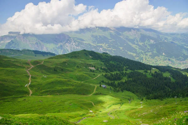 Αλπικές Κορυφές Τοπίο Φόντου Jungfrau Ορεινή Περιοχή Bernese Άλπεις Τον — Φωτογραφία Αρχείου