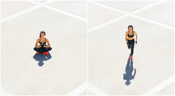 运动的女子在户外训练 城市慢跑和健康生活方式概念 — 图库照片