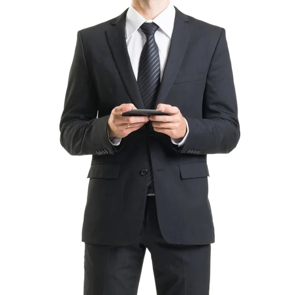 白で隔離のスーツのビジネスマン 正装の男のクローズ アップ ビジネス コンセプト — ストック写真